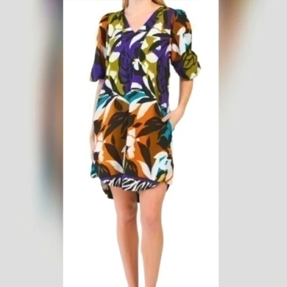 NWT For Cynthia puff sleeve linen blend dress. Medium